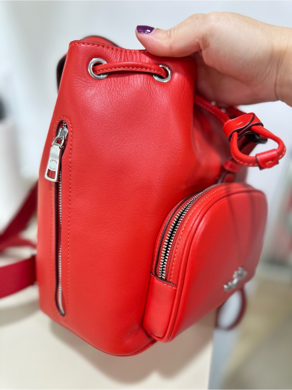 Coach Pace Small Backpack Miami Red with side zipper pocket-Like New ♥️ - Picture 5 of 11